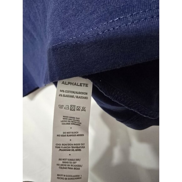 Alphalete Cropped Signature Logo Tee, Navy Blue, Size Large, Activewear. - Picture 6 of 6